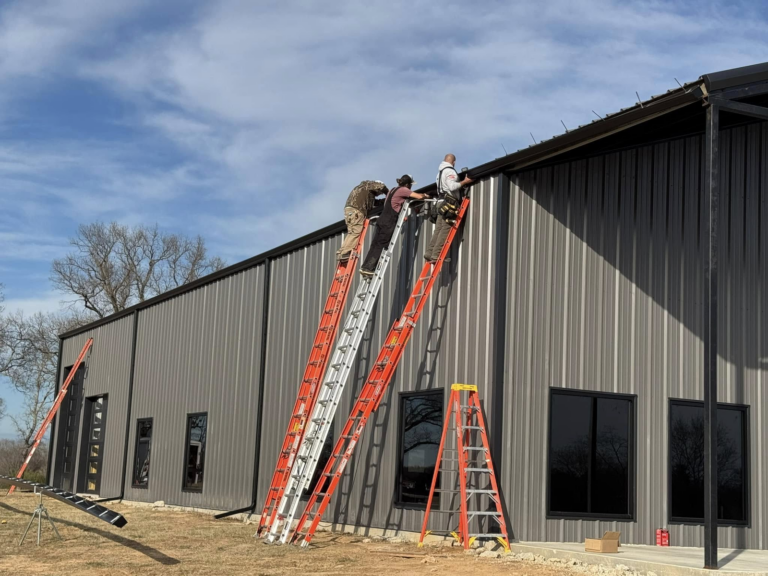residential-gutter-solutions-ladder-installation-on-building